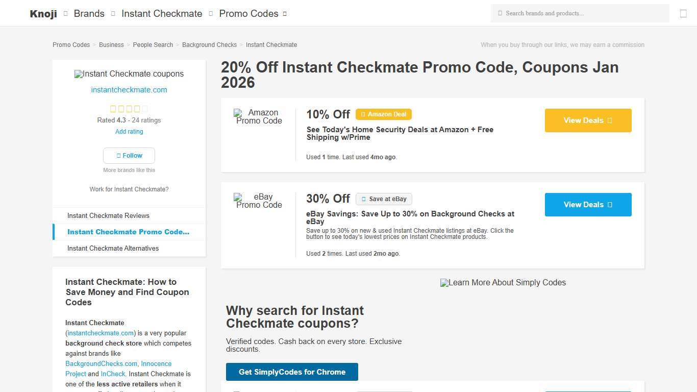 20% Off Instant Checkmate Promo Code, Coupons Jan 2026